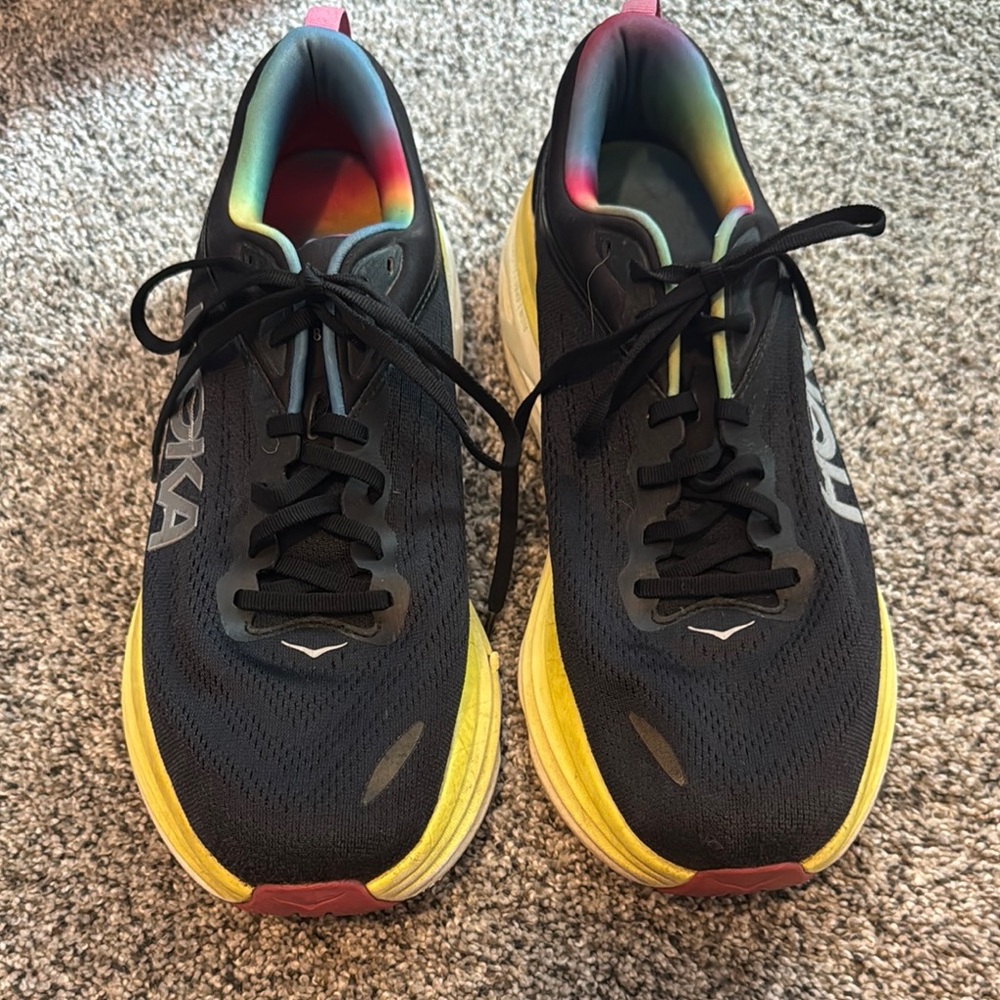 Hoka Black and Yellow Running Shoes